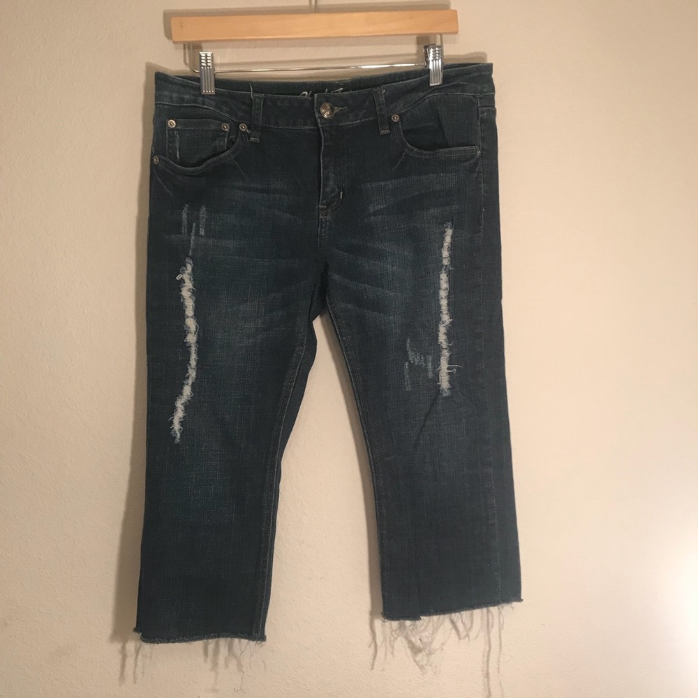 C’est Toi Cropped Distressed Jeans Size 13